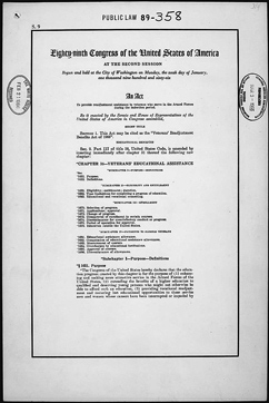 1966 – Veterans Readjustment Benefits Act introduced