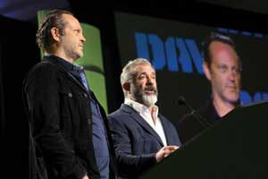 (From left) Vince Vaughn and Mel Gibson at the joint opening session